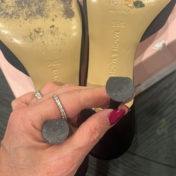 MACH & MACH Double Bow embellished satin mules